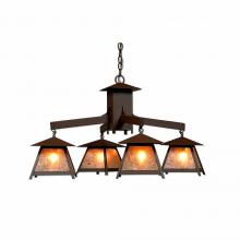  M41401AL-27 - Smoky Mountain 4 Light Chandelier - Rustic Plain - Almond Mica Shade - Rustic Brown Finish