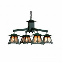  M41414AL-47 - Smoky Mountain 4 Light Chandelier - Spruce Tree - Almond Mica Shade - Forest Green / Cedar Green