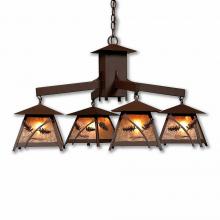  M41420AM-27 - Smoky Mountain 4 Light Chandelier - Pine Cone - Amber Mica Shade - Rustic Brown Finish