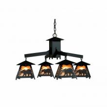  M41425AL-97 - Smoky Mountain 4 Light Chandelier - Mountain Bear - Almond Mica Shade - Black Iron Finish