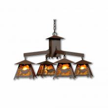  M41430AM-27 - Smoky Mountain 4 Light Chandelier - Mountain Deer - Amber Mica Shade - Rustic Brown Finish