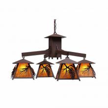  M41440AM-27 - Smoky Mountain 4 Light Chandelier - Spruce Cone - Amber Mica Shade - Rustic Brown Finish