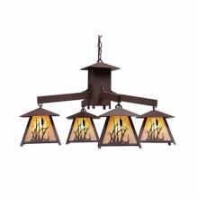  M41465AL-27 - Smoky Mountain 4 Light Chandelier - Cattails - Almond Mica Shade - Rustic Brown Finish