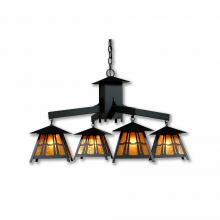  M41472AM-97 - Smoky Mountain 4 Light Chandelier - Eastlake - Amber Mica Shade - Black Iron Finish