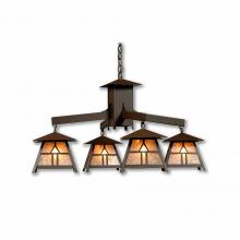  M41473AM-27 - Smoky Mountain 4 Light Chandelier - Westhill - Amber Mica Shade - Rustic Brown Finish