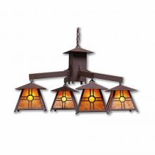  M41474AM-27 - Smoky Mountain 4 Light Chandelier - Southview - Amber Mica Shade - Rustic Brown Finish