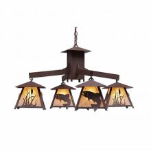  M41481AL-27 - Smoky Mountain 4 Light Chandelier - Trout - Almond Mica Shade - Rustic Brown Finish