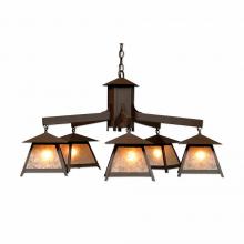  M41501AL-27 - Smoky Mountain 5 Light Chandelier - Rustic Plain - Almond Mica Shade - Rustic Brown Finish