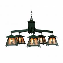  M41514AL-47 - Smoky Mountain 5 Light Chandelier - Spruce Tree - Almond Mica Shade - Forest Green / Cedar Green