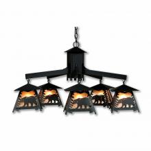  M41525AL-97 - Smoky Mountain 5 Light Chandelier - Mountain Bear - Almond Mica Shade - Black Iron Finish