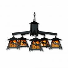  M41527AM-97 - Smoky Mountain 5 Light Chandelier - Mountain Moose - Amber Mica Shade - Black Iron Finish