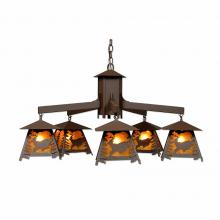  M41530AM-27 - Smoky Mountain 5 Light Chandelier - Mountain Deer - Amber Mica Shade - Rustic Brown Finish