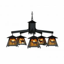  M41533AM-97 - Smoky Mountain 5 Light Chandelier - Mountain Elk - Amber Mica Shade - Black Iron Finish