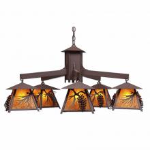  M41540AM-27 - Smoky Mountain 5 Light Chandelier - Spruce Cone - Amber Mica Shade - Rustic Brown Finish