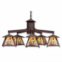  M41565AL-27 - Smoky Mountain 5 Light Chandelier - Cattails - Almond Mica Shade - Rustic Brown Finish