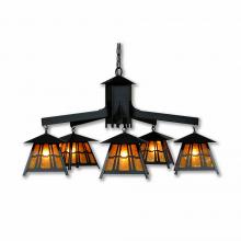  M41572AM-97 - Smoky Mountain 5 Light Chandelier - Eastlake - Amber Mica Shade - Black Iron Finish