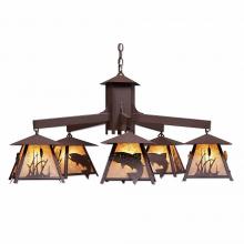  M41581AL-27 - Smoky Mountain 5 Light Chandelier - Trout - Almond Mica Shade - Rustic Brown Finish