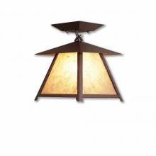  M47501AL-27 - Smoky Mountain Close-to-Ceiling Small - Rustic Plain - Almond Mica Shade - Rustic Brown Finish