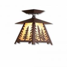  M47514AL-27 - Smoky Mountain Close-to-Ceiling Small - Spruce Tree - Almond Mica Shade - Rustic Brown Finish