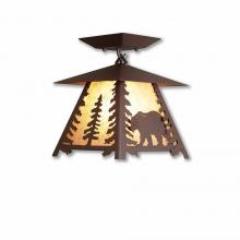  M47525AL-27 - Smoky Mountain Close-to-Ceiling Small - Mountain Bear - Almond Mica Shade - Rustic Brown Finish