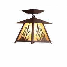  M47565AL-27 - Smoky Mountain Close-to-Ceiling Small - Cattails - Almond Mica Shade - Rustic Brown Finish