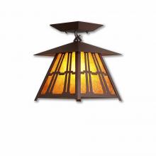  M47572AM-27 - Smoky Mountain Close-to-Ceiling Small - Eastlake - Amber Mica Shade - Rustic Brown Finish