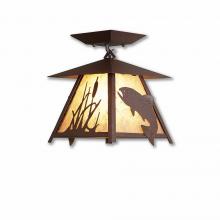  M47581AL-27 - Smoky Mountain Close-to-Ceiling Small - Trout - Almond Mica Shade - Rustic Brown Finish