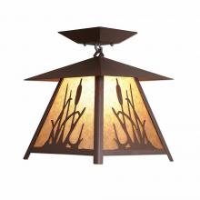  M47665AL-27 - Smoky Mountain Close-to-Ceiling Large - Cattails - Almond Mica Shade - Rustic Brown Finish