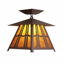  M47672AM-27 - Smoky Mountain Close-to-Ceiling Large - Eastlake - Amber Mica Shade - Rustic Brown Finish