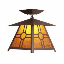  M47674AM-27 - Smoky Mountain Close-to-Ceiling Large - Southview - Amber Mica Shade - Rustic Brown Finish