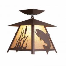  M47681AL-27 - Smoky Mountain Close-to-Ceiling Large - Trout - Almond Mica Shade - Rustic Brown Finish