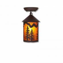  M48414AM-27 - Cascade Close-to-Ceiling Small - Spruce Tree - Amber Mica Shade - Rustic Brown Finish