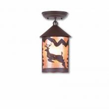  M48421AL-27 - Cascade Close-to-Ceiling Small - Valley Deer - Almond Mica Shade - Rustic Brown Finish