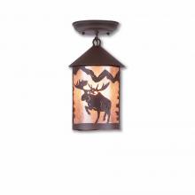  M48422AL-27 - Cascade Close-to-Ceiling Small - Alaska Moose - Almond Mica Shade - Rustic Brown Finish