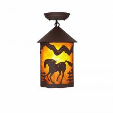  M48535AM-27 - Cascade Close-to-Ceiling Medium - Mountain Horse - Amber Mica Shade - Rustic Brown Finish