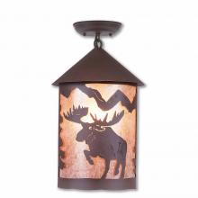  M48622AL-27 - Cascade Close-to-Ceiling Large - Alaska Moose - Almond Mica Shade - Rustic Brown Finish