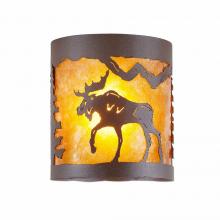 Avalanche Ranch Lighting M49127AM-27 - Kincaid Ceiling Light - Mountain Moose - Amber Mica Shade - Rustic Brown Finish