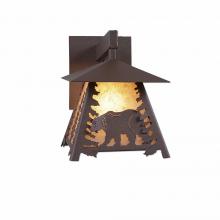  M53525AL-27 - Smoky Mountain Sconce Small - Mountain Bear - Almond Mica Shade - Rustic Brown Finish