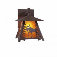  M53527AM-27 - Smoky Mountain Sconce Small - Mountain Moose - Amber Mica Shade - Rustic Brown Finish