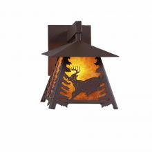  M53530AM-27 - Smoky Mountain Sconce Small - Mountain Deer - Amber Mica Shade - Rustic Brown Finish