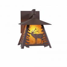  M53533AM-27 - Smoky Mountain Sconce Small - Mountain Elk - Amber Mica Shade - Rustic Brown Finish