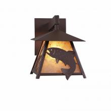  M53581AL-27 - Smoky Mountain Sconce Small - Trout - Almond Mica Shade - Rustic Brown Finish