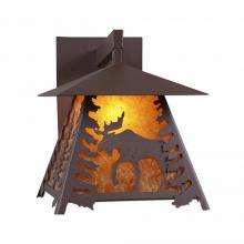  M53627AM-27 - Smoky Mountain Sconce Large - Mountain Moose - Amber Mica Shade - Rustic Brown Finish