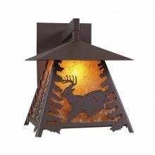  M53630AM-27 - Smoky Mountain Sconce Large - Mountain Deer - Amber Mica Shade - Rustic Brown Finish