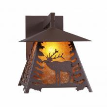  M53633AM-27 - Smoky Mountain Sconce Large - Mountain Elk - Amber Mica Shade - Rustic Brown Finish