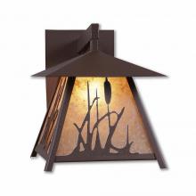  M53665AL-27 - Smoky Mountain Sconce Large - Cattails - Almond Mica Shade - Rustic Brown Finish