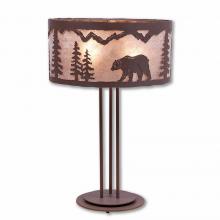  M69225AL-27 - Kincaid Table Lamp - Mountain Bear - Almond Mica Shade - Rustic Brown Finish