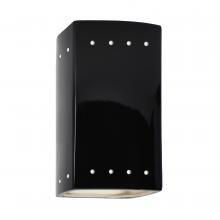 Justice Design Group CER-0925-BLK-LED1-1000 - Small LED Rectangle w/ Perfs - Open Top & Bottom