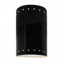 Justice Design Group CER-5990-BLK-LED1-1000 - Small ADA LED Cylinder w/ Perfs - Closed Top