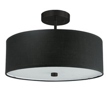 Dainolite 571-143SF-MB-BK - 3 Light Incandescent Matte Black Semi-Flush Fixture w/ Black Shade